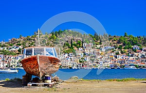 Famous Poros island, Peloponnese, Greece