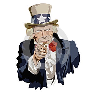 The famous portrait of Uncle Sam, historical figure and American emblem. photo