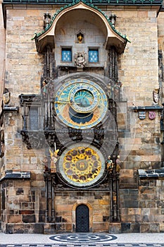 Famous Prague clock - Orloj, most popular touristic landmark