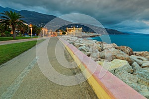 Famous promenade of Azur coast,Menton,France,Europe