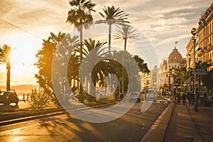 Famous Promenade des Anglais in Nice, France