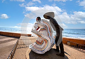 Famous Puerto Vallarta sea promenade, El Malecon, with ocean lookouts, beaches, scenic landscapes hotels and city views