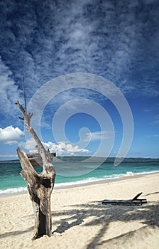 Famous puka beach on tropical paradise boracay island in philippines