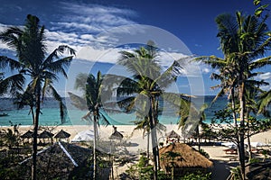 Famous puka beach on tropical paradise boracay island in philippines