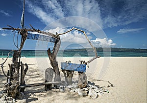 Famous puka beach on tropical paradise boracay island in philippines