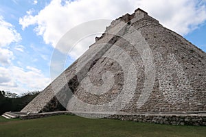 The famous Pyramid of the Magician, Piramide del Advino at Uxmal, close to Merida, Mexico