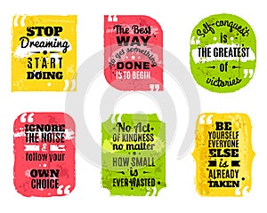 Famous quotes colored textured icons set photo