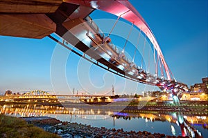 The famous Rainbow Bridge over Keelung River in Taipei, Taiwan