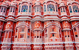Famous Rajasthan landmark - Hawa Mahal palace, Jaipur, India