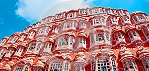 Famous Rajasthan landmark - Hawa Mahal palace Palace of the Win