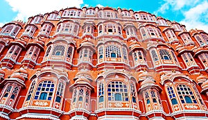 Famous Rajasthan landmark - Hawa Mahal palace (Palace of the Winds), Jaipur, Rajasthan