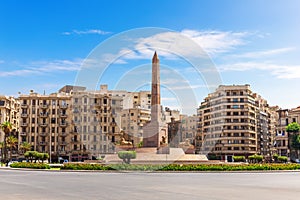 Famous Ramses II obelisk and Tahrir Square view, Cairo, Egypt