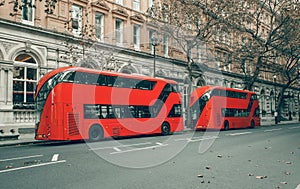 Famous red double-decker London buses