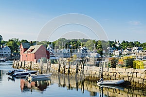 Famous red fishing shack Motif Number 1 in the harbor of Rockport, Massachusetts