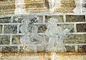 Wall paintings in the cloister of the Convent of Santiago in Calera de Leon, Badajoz province, Spain photo