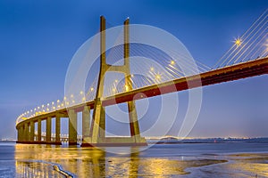 Famous and Renowned Picturesque Vasco Da Gama Bridge in Lisbon