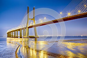 Famous and Renowned Picturesque Vasco Da Gama Bridge in Lisbon