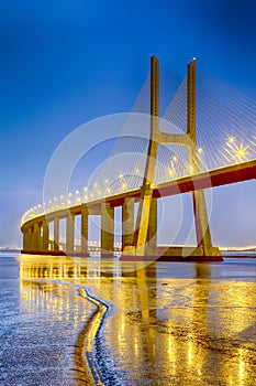 Renowned Picturesque Vasco Da Gama Bridge in Lisbon photo