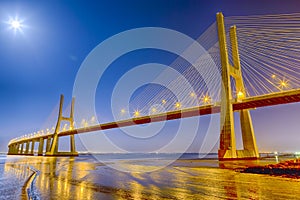Famous and Renowned Picturesque Vasco Da Gama Bridge in Lisbon photo