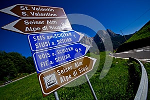 Famous road ascend to Alpe di Siusi peak