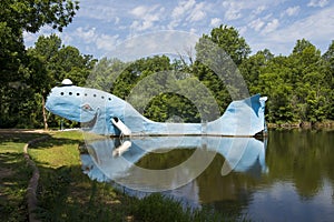 The famous road side attractions Blue Whale of Catoosa along The historic Route 66 in the State of Oklahoma, USA.