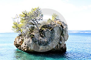 Famous rock in the sea between Brela and Baska Voda in Dalmatia, Croatia