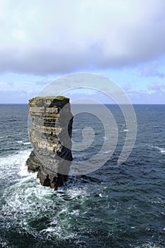 The famous rock stack of Downpatrick Head, Knockaun, Ballycastle, Co. Mayo, Ireland