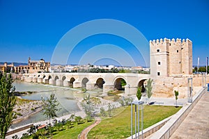 Famous Roman bridge and Guadalquivir river in Cordoba, Spain.