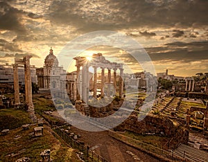 Famous Roman ruins in Rome, Capital city of Italy