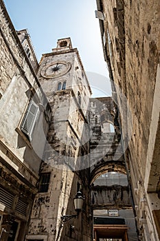 Famous Romanesque tower clock in Split, Croazia photo