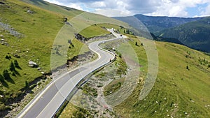 Famous Romanian mountain road Transalpina at the sunny summer day