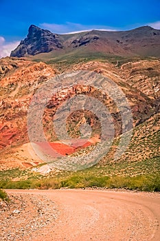 Gravel and corrugated road through Argentinia photo