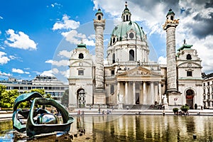 Famous Saint Charles's Church (Wiener Karlskirche) in Vienna, Austria
