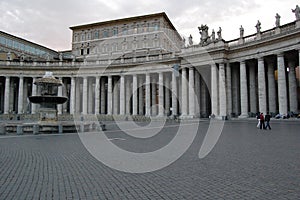 The famous Saint Peter collonade at piazza San Pietro , Vatican