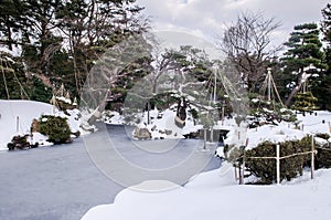 Famous Sakai-shi-Teien or Sakai garden in Tsuruoka, Yamagata in photo