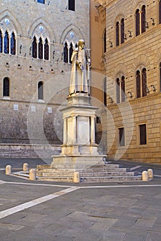 Famous Salimbeni Square in Siena (Tuscany, Italy)