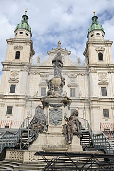 Famous Salzburg Cathedral at Domplatz, Salzburg Land, Austria