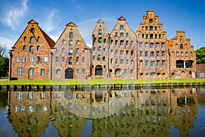 Famous Salzspeicher brick houses in Luebeck, Schleswig-Holstein, Germany