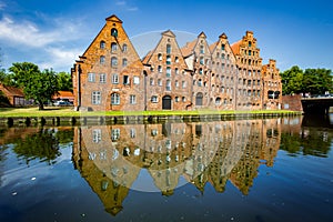 Famous Salzspeicher brick houses in Luebeck, Schleswig-Holstein, Germany
