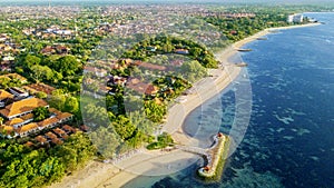 Famous Sanur beach with beautiful seascape