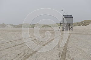 Famous sea cottage Het Drenkelingenhuisje Terschelling on the ne