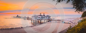 Sellin Pier at sunrise, Baltic Sea, Germany photo