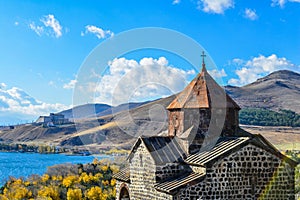 Famous Sevanavank Monastery on Sevan Lake in Armenia