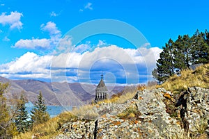 Famous Sevanavank Monastery on Sevan Lake in Armenia