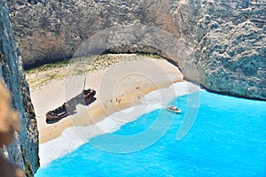 Famous shipwreck bay, Navagio beach, Zakynthos island, Greece. One of the most popular places on the planet