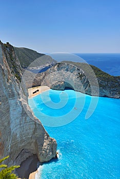 Famous shipwreck bay, Navagio beach, Zakynthos island, Greece. One of the most popular places on the planet