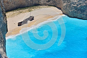 Famous shipwreck bay, Navagio beach, Zakynthos island, Greece. One of the most popular places on the planet