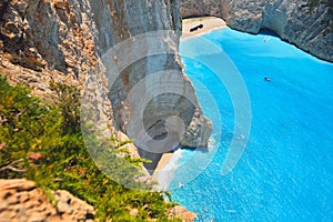 Famous shipwreck bay, Navagio beach, Zakynthos island, Greece. One of the most popular places on the planet