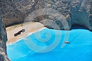 Famous shipwreck bay, Navagio beach, Zakynthos island, Greece. One of the most popular places on the planet