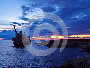 Famous shipwreck EDRO III, Pegeia, Paphos, Cyprus